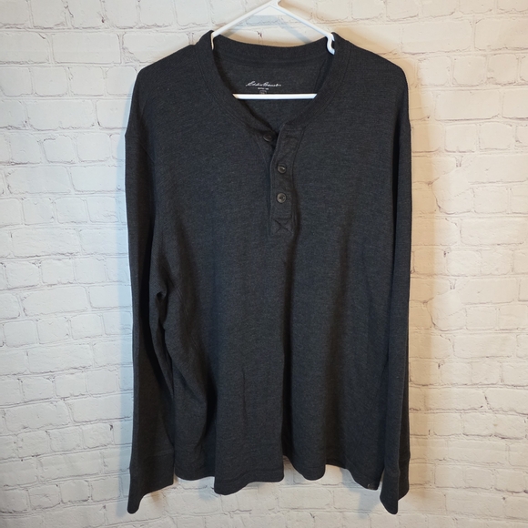 Eddie Bauer Dark Gray Long Sleeve Henley, Size XXL - Picture 1 of 4